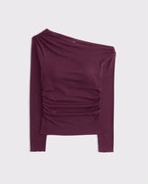 Bra-Free Fine Wool-Blend Asymmetrical Draped Top