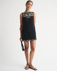 Embroidered High-Neck Mini Dress