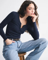 Long-Sleeve Rib Henley