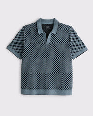 100% Cotton Casual Johnny Collar Sweater Polo