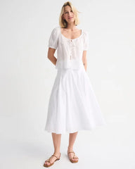 100% Cotton Godet Midi Skirt