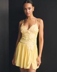 Bra-Free Applique Lace Mini Dress