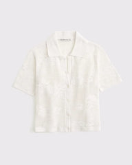 Floral Crochet Polo