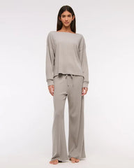 Long-Sleeve Lounge Wide Rib Slash Top