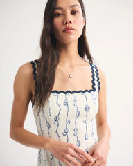 The A&F Mila Ric-Rac Linen-Blend Midi Dress