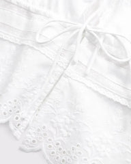 Long-Sleeve Lace Tie-Front Top