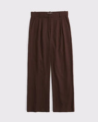 A&F Sloane Low Rise Linen-Blend Tailored Wide Leg Pant