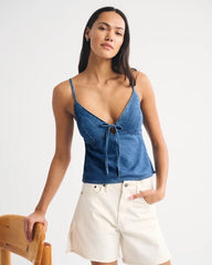 A&F Bella Bra-Free Chambray Tie-Front Cami