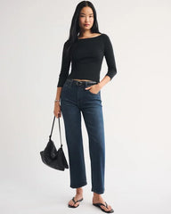 3/4-Sleeve Boatneck Top