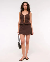 Ruched Tie-Front Top