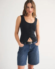 Low Rise Denim Bermuda Jort
