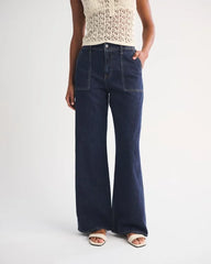 Linen-Blend Curve Love High Rise Wide Leg Jean