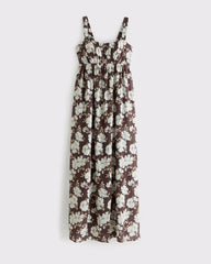 Bra-Free Sweetheart Ruched Flowy Maxi Dress