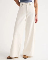 Linen-Blend High Rise Ultra Wide Leg Jean