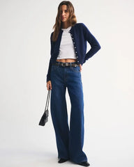 Merino Wool-Blend Shrunken Crew Cardigan