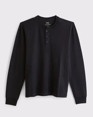 YPB Active Waffle Texture Long-Sleeve Henley Tee