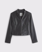 Slim Vegan Leather Mockneck Jacket