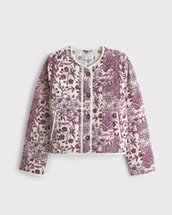 Collarless Quilted Jacket