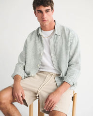 Linen-Blend Denim Pull-On Short