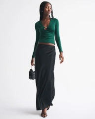 Bra-Free Hardware Long-Sleeve Top