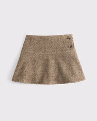 Drop Waist Wool-Blend Mini Skort