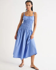 Bra-Free Smocked Drop-Waist Maxi Dress