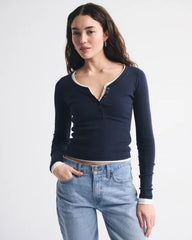 Long-Sleeve Rib Henley