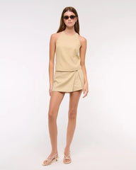 Linen-Blend Open-Back Set Top