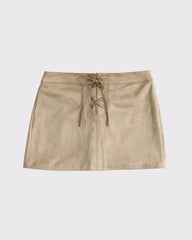 Vegan Suede Lace-Up Mini Skort