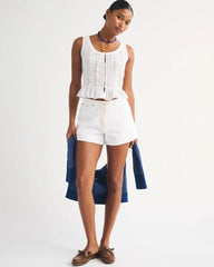 Curve Love High Rise Linen-Blend Denim Short
