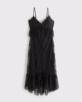 Bra-Free Button-Through Lace Duster Midi Dress