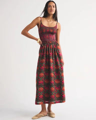 100% Cotton A&F Sydney Smocked Dipped-Waist Maxi Dress
