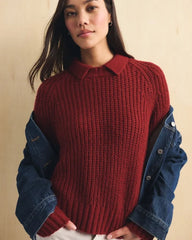 Airspun Cotton-Blend Collared Sweater