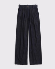 A&F Sloane Chambray Tailored Wide Leg Pant