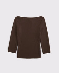 3/4 Sleeve Slash Neck Sweater