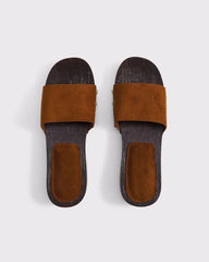 Vegan Leather Wood Heel Sandals