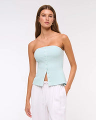Ottoman Button-Front Tube Top