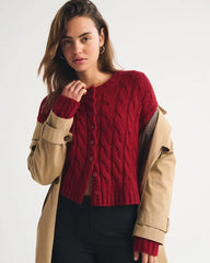 Airspun Cotton-Blend Cable Cardigan