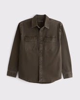 Long-Sleeve Canvas Button-Up Shirt
