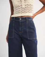 Linen-Blend Curve Love High Rise Wide Leg Jean