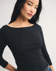 3/4-Sleeve Boatneck Top