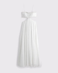 Bra-Free Babydoll Cutout Beaded Maxi Dress