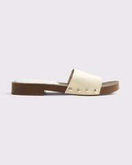 Vegan Leather Wood Heel Sandals