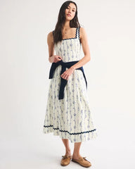 The A&F Mila Ric-Rac Linen-Blend Midi Dress