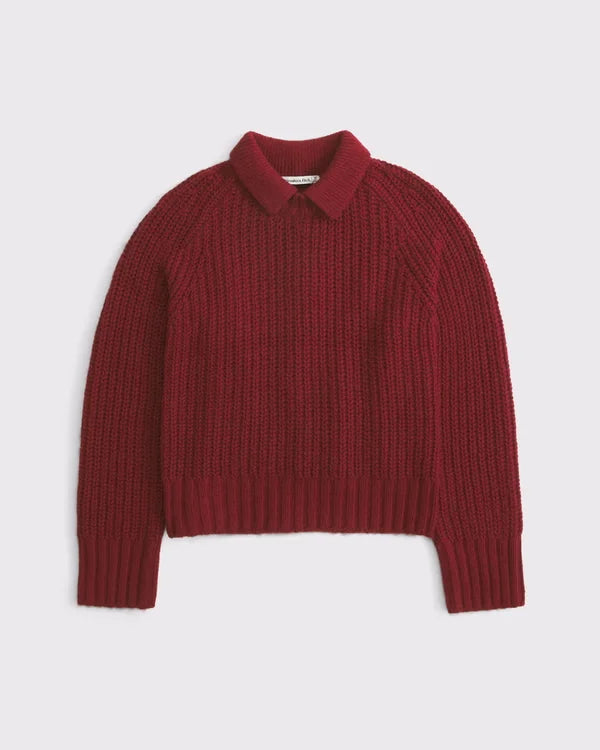 Airspun Cotton-Blend Collared Sweater