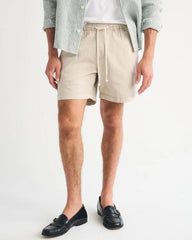 Linen-Blend Denim Pull-On Short