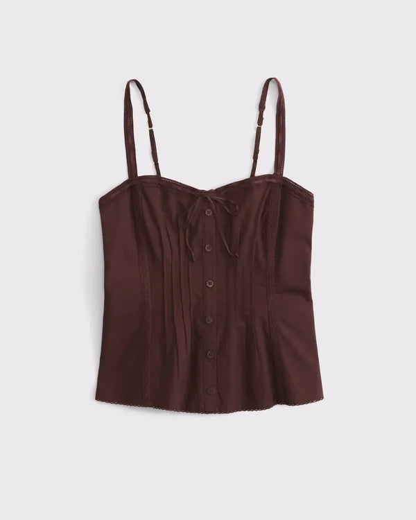 Tie-Front Lace-Trim Cami