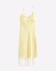 Bra-Free Lace-Trim Slip Midi Dress