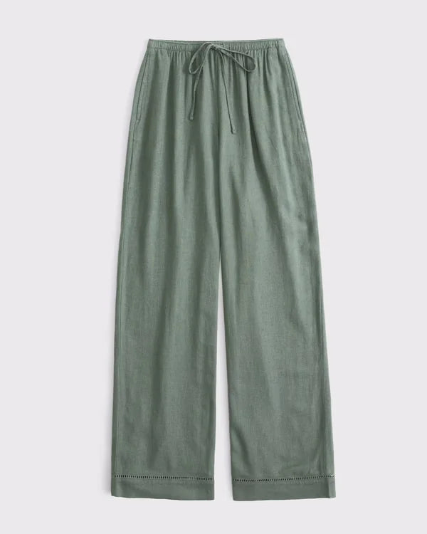 A&F Gemma Linen-Blend Wide Leg Pull-On Pant