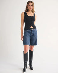 Low Rise Denim Bermuda Jort